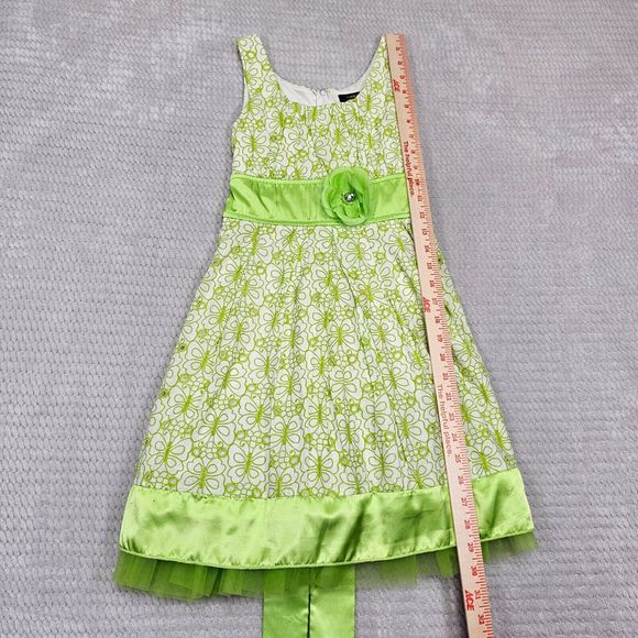 Girl's Beautiful Flowy Green and white Dress Size 7 Great for Spring or Easter - Picture 9 of 14